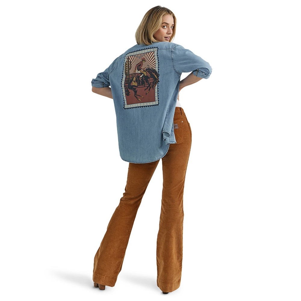 Wrangler Women's Rodeo Poster Light Denim Long Sleeve Size XXL - Picture 10 of 14